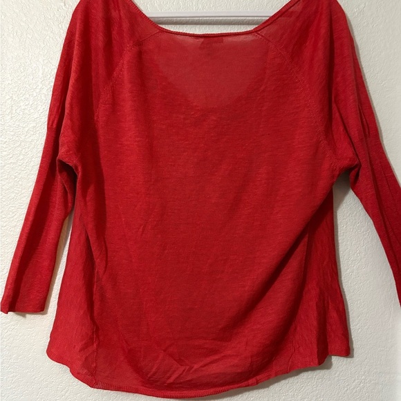 Eileen Fisher Burnt Orange Cowl Neck Silk/Linen Lightweight Knit Top. Size L - Picture 3 of 10